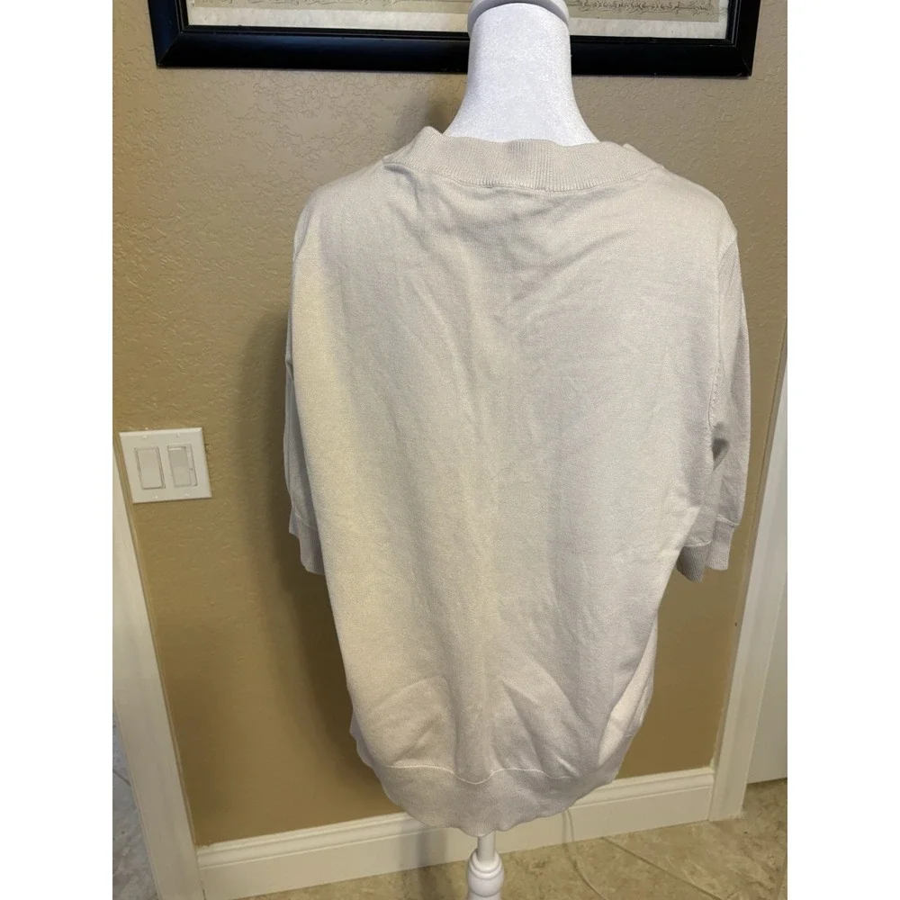 DKNY Ladies Puff Short Sleeve Sweater Size XXL Birch